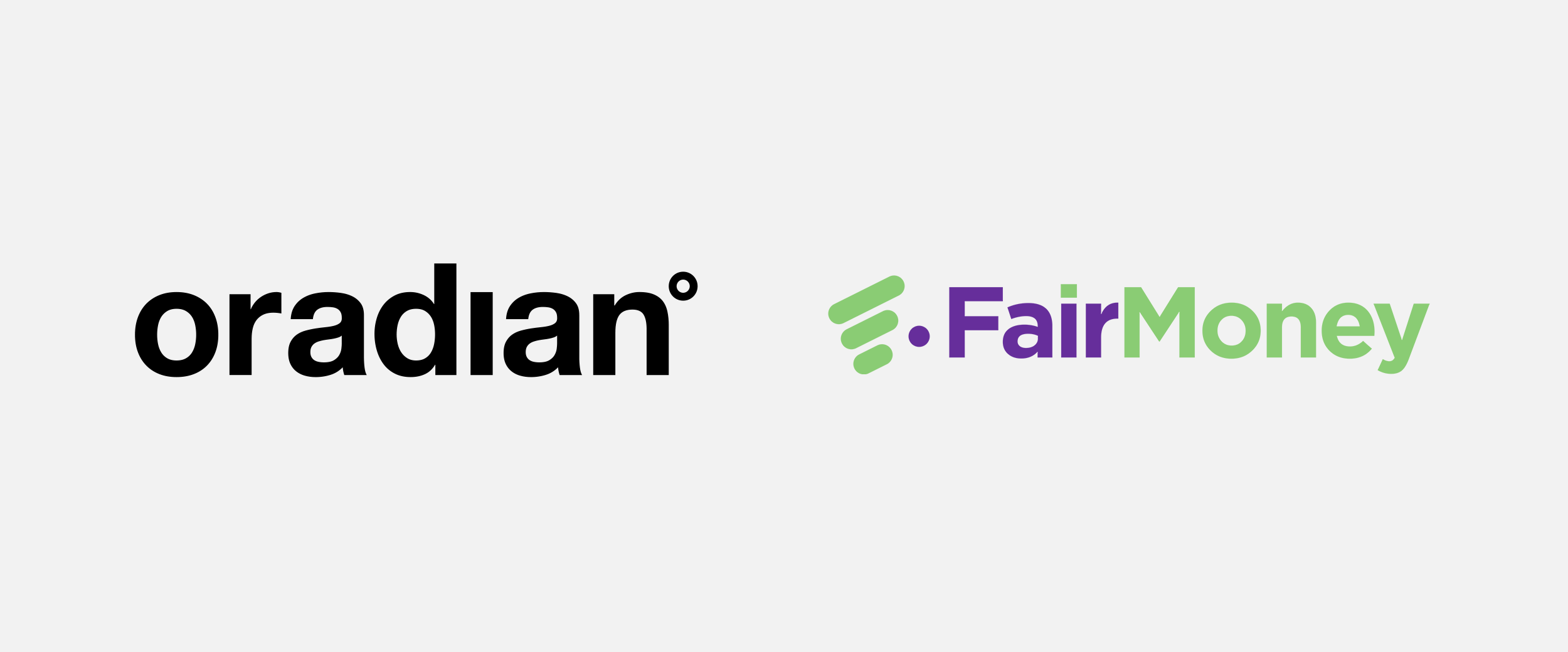 Oradian and Fairmoney's logos next to each other