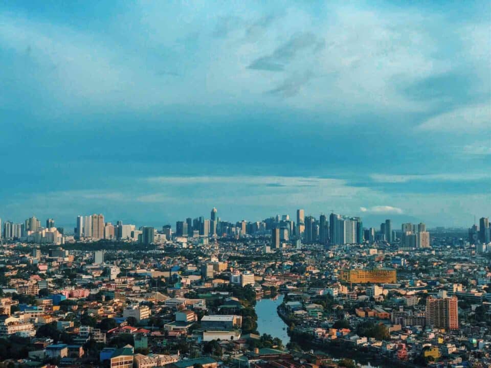 View from the sky to a large city in the Philippines