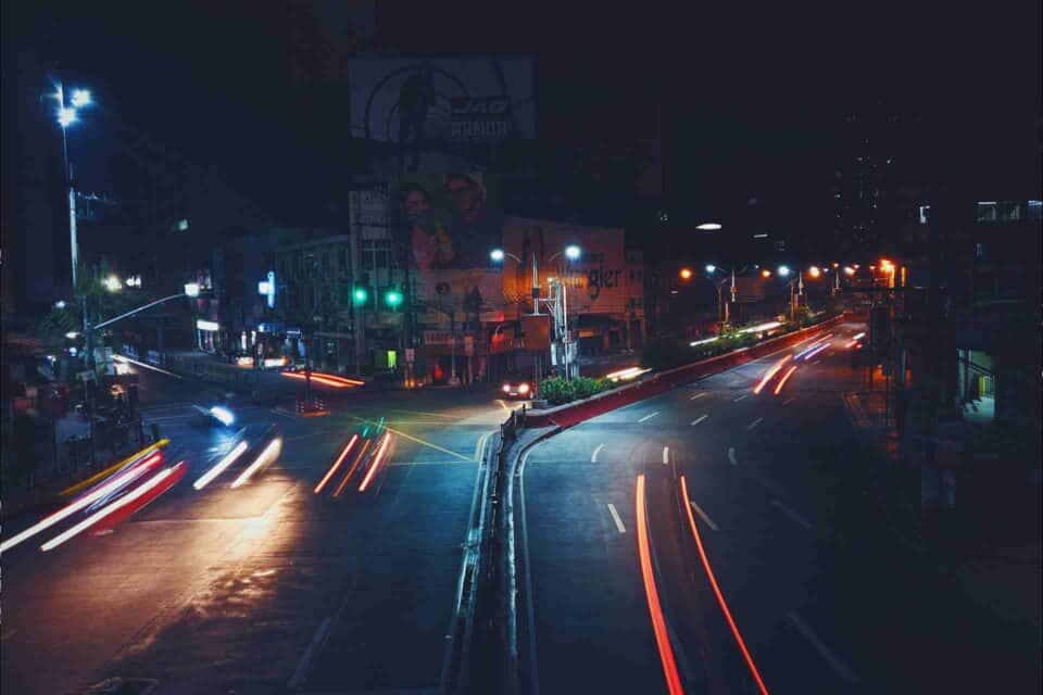 Empty roads in Manila during the night
